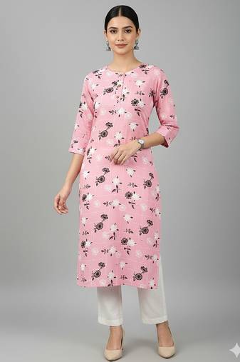 Blue printed cotton kurti