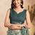 Beige printed linen pre draped  saree with blouse