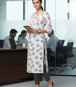 White printed cotton kurti