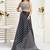 Black printed linen pre draped  saree with blouse