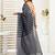 Black printed linen pre draped  saree with blouse