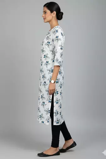 Saka Designs White Printed Cotton Kurti