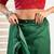 Dark green printed linen pre draped  saree with blouse