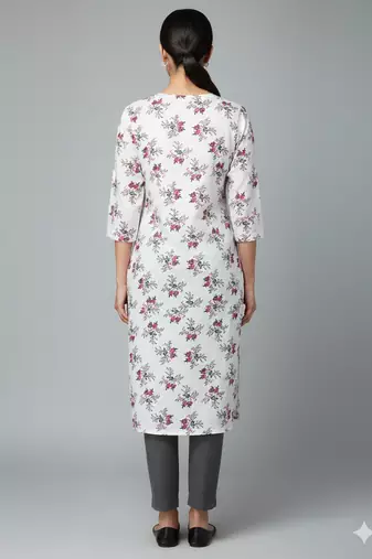 Saka Designs White Printed Cotton Kurti
