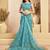 Light blue printed linen pre draped  saree with blouse