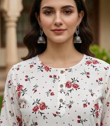 White printed cotton kurti