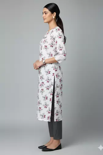 Saka Designs White Printed Cotton Kurti