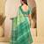 Light green printed linen pre draped  saree with blouse