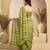 Lime green printed linen pre draped  saree with blouse