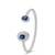 925 Sterling Silver Blue Cubic Zirconia Open Cuff Bracelet for Women | Beaded Silver Bangle Jewelry