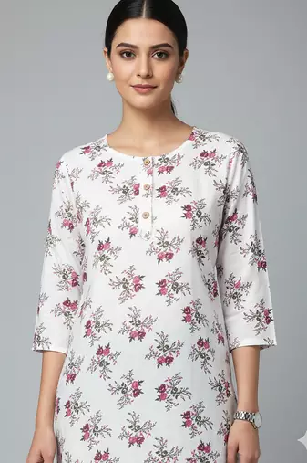 Saka Designs White Printed Cotton Kurti