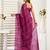 Magenta printed linen pre draped  saree with blouse