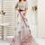 Off white printed linen pre draped  saree with blouse