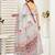 Off white printed linen pre draped  saree with blouse