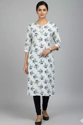 Saka Designs White Printed Cotton Kurti