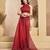 Red printed linen pre draped  saree with blouse
