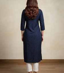 Navy blue printed cotton kurti