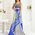 Royal blue printed linen pre draped  saree with blouse