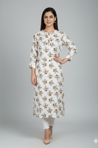 Saka Designs White Printed Cotton Kurti
