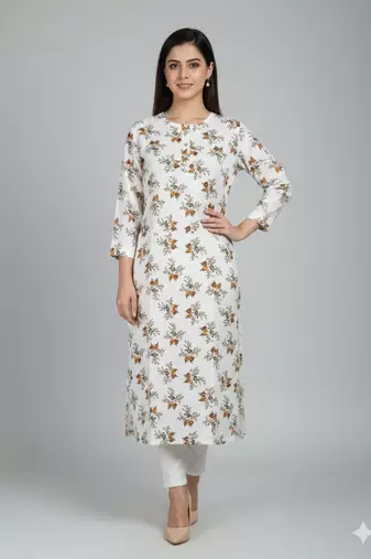 White printed cotton kurti