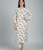 White printed cotton kurti
