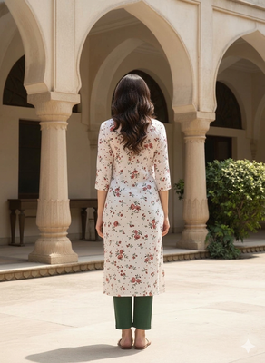 Saka Designs White Printed Cotton Kurti 4