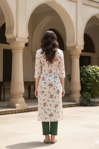 Saka Designs White Printed Cotton Kurti