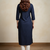 Navy blue printed cotton kurti