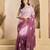 Wine printed linen pre draped  saree with blouse
