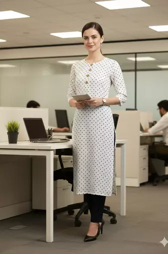 Saka Designs White Printed Cotton Kurti