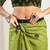 Lime green printed linen pre draped  saree with blouse