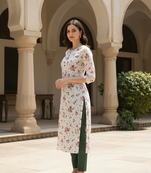 White printed cotton kurti