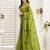 Lime green printed linen pre draped  saree with blouse