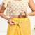 Yellow printed linen pre draped  saree with blouse