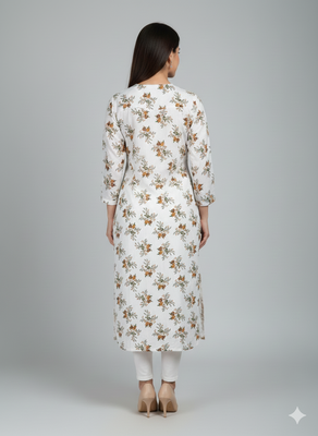 Saka Designs White Printed Cotton Kurti 2