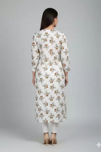 Saka Designs White Printed Cotton Kurti