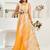 Yellow, white printed linen pre draped  saree with blouse