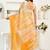 Yellow, white printed linen pre draped  saree with blouse