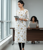 White printed cotton kurti
