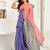 Blue printed linen pre draped  saree with blouse