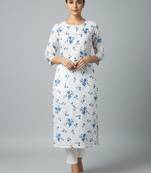 White printed cotton kurti