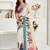 Cream printed linen pre draped  saree with blouse