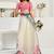 Cream printed linen pre draped  saree with blouse