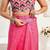 Dark pink printed linen pre draped  saree with blouse