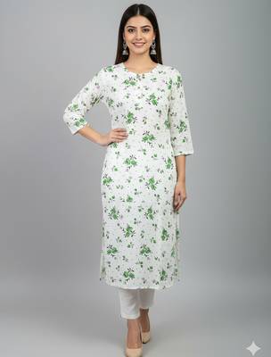 Saka Designs White Printed Cotton Kurti 1