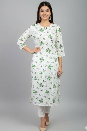 White printed cotton kurti