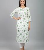 White printed cotton kurti