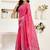Dark pink printed linen pre draped  saree with blouse