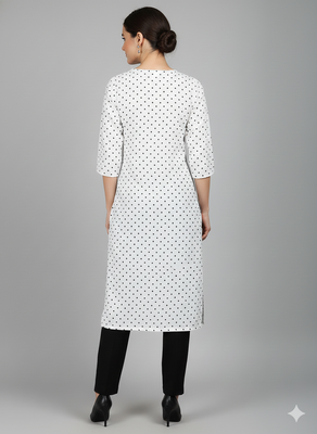 Saka Designs White Printed Cotton Kurti 2