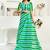 Green, blue printed linen pre draped  saree with blouse